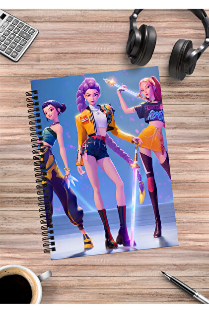 دفتر ملاحظات حلزوني A5 (50 ورقة) تصميمه K-Pop Demon Hunters رومي ميرا زوي جينو