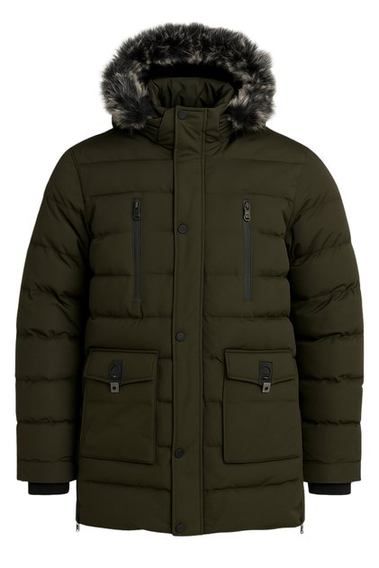 Erkek Yeşil Erkek Outdoor Su Geçirmez Kapüşonlu Kışlık Kaban – Rüzgar ve Yağmura Dayanıklı Mont&Kab