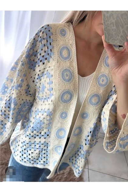 Motif Figürlü Örme Etnik S XL ye uyumlu standart Beden Modern Hırka