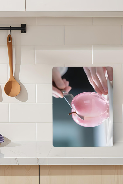 Modern Glass Bowl Themed Tempered Glass Cutting Board 21X30 cm Size Uv Printing - Ckt031