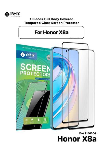قطعتان من واقي الشاشة الزجاجي الكامل لهاتف Honor X8a