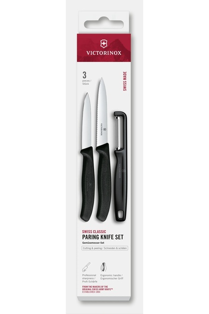 Set de curățare 6.7113.33, 2 cuțite și curățător, Negru