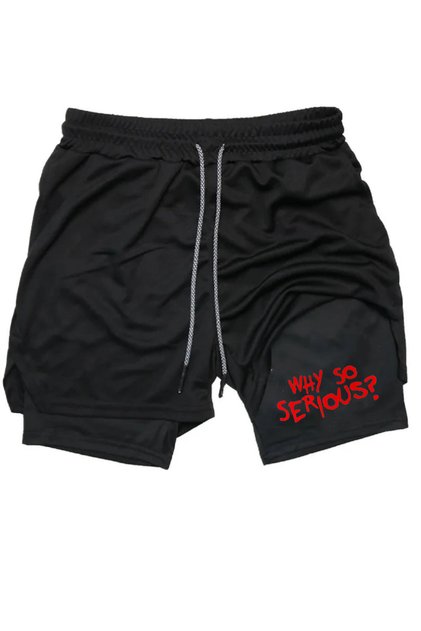 Quick Dry 2 in 1 Adult Unisex Sports Why so Serious Printed Shorts with Leggings Fitness Gym Training