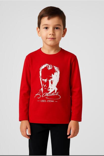 Ataturk Printed Uzunkol Unisex Children's T-Shirt