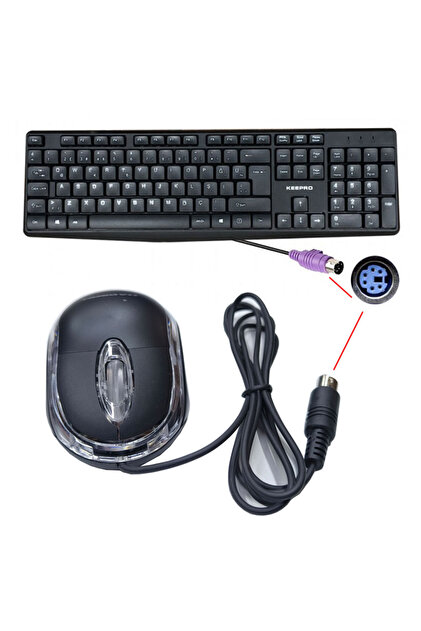 KEEPRO PS2 girişli klavye mouse set eski yuvarlak tip ps2 mouse