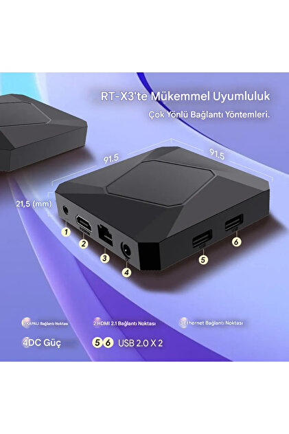 EverBox RT-X3 4K Android 14.0 TV Box 4+64GB Realtek RTD1325 Yapay