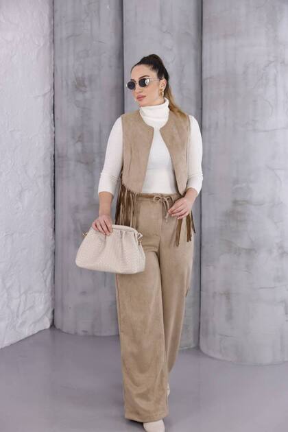 Premium Quality Genuine Suede Vest Pants Set