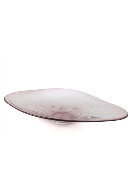 Pembe Cam Dekoratif Oval Tabak 61x34x10cm