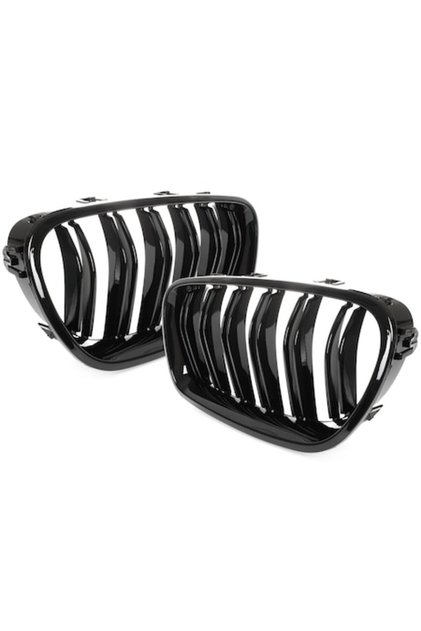 Set de 2 grile frontale BMW F10/F11 2010-2017 negru lucios cu bară dublă