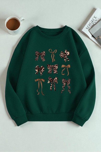 Unisex Leopard Pattern Design Printed Crew Neck Sweatshirt
