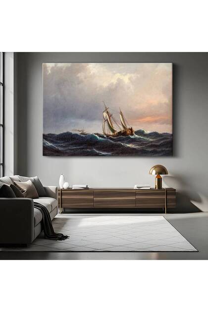 Ivan Aivazovsky Fırtınalı Deniz Yelkenli Resmi Kanvas Tablo Sanat Tablosu Ressam Tablosu