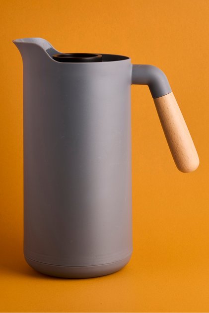 Lotus Nordic Bamboo Handle Glass Vacuum Thermos 1000 ml Gray