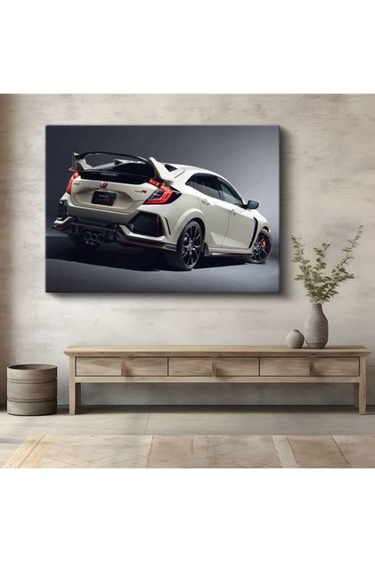 Honda Civic Type R Beyaz Kanvas Tablo Japon Hot Hatch Tablo