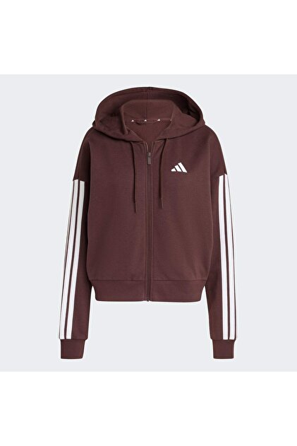 adidas Essentials 3-Stripes French Terry Full-Zip Kapüşonlu Üst