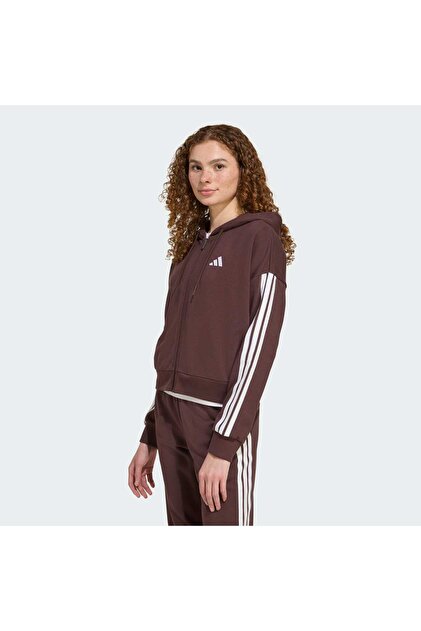adidas Essentials 3-Stripes French Terry Full-Zip Kapüşonlu Üst