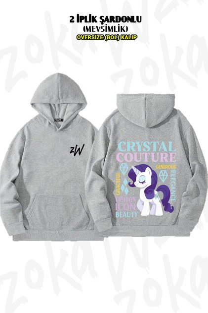 Oversized the Many Words of Rarity Mlp Sırt Printed Hooded Sweatshirt (2 Thread)