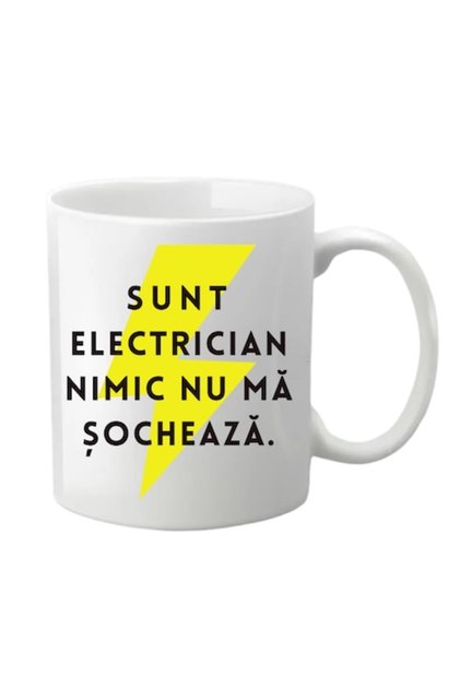 Cană personalizată - Sunt electrician, albă, 330 ml