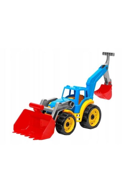 Tractor cu excavator și 2 cupe pentru copii cu braț mobil Albastru