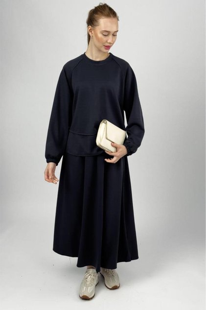 Women's Soft Textured Modal Skirt Set Anthracite