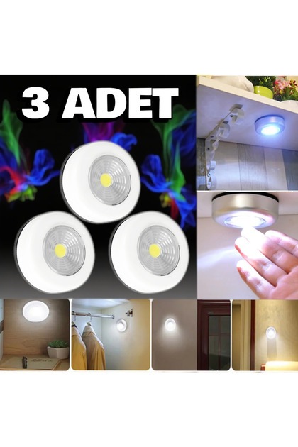 3 adet Pilli kendinden yapışkanlı Dolap Mutfak Kitaplık Raf Merdiven Dekoratif Gece ve masa Lambası