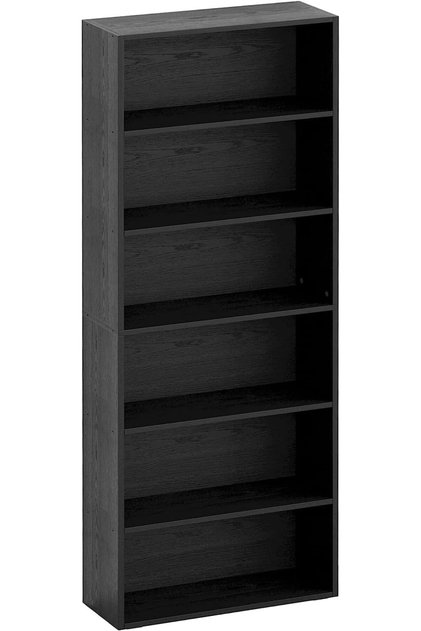 6-Tier Floor Standing Bookshelf, 180 cm Bookcase (Black, MDF)