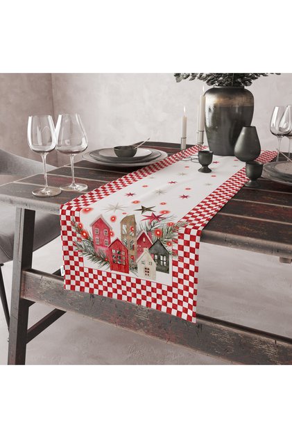 Velvet Textured Christmas Themed Runner 40X140 cm