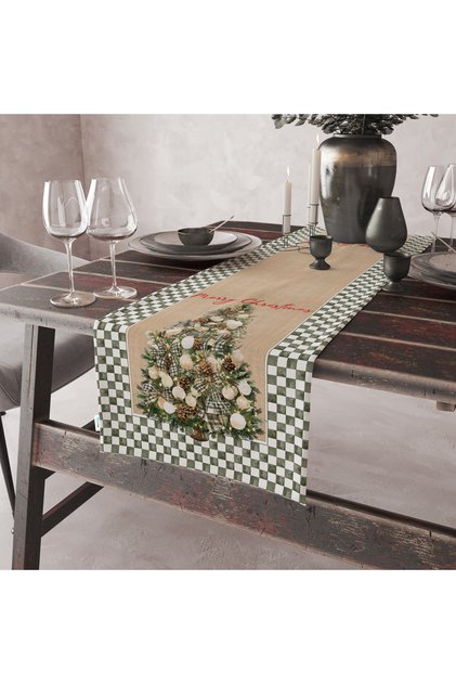 Velvet Textured Christmas Themed Runner 40X140 cm