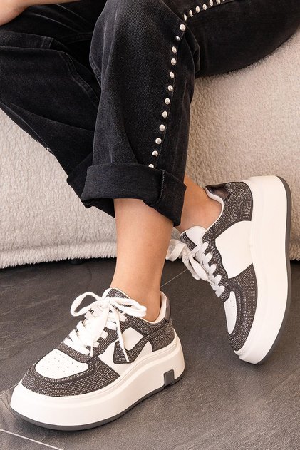 Lari̇ssa Imported Special Series Stone-Detail Women's Sports Shoes Gray