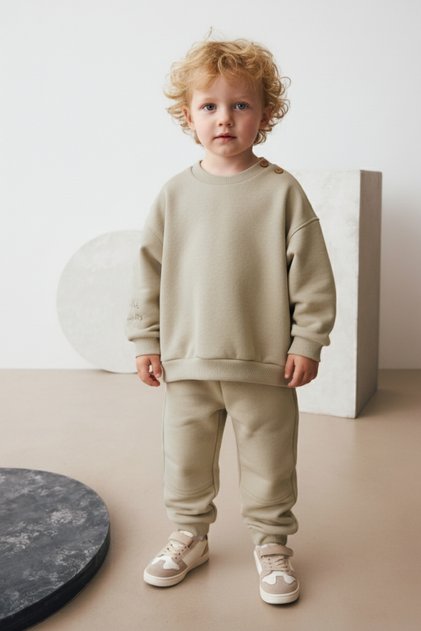 Embroidery Detailed Baby Boy Tracksuit Set Green