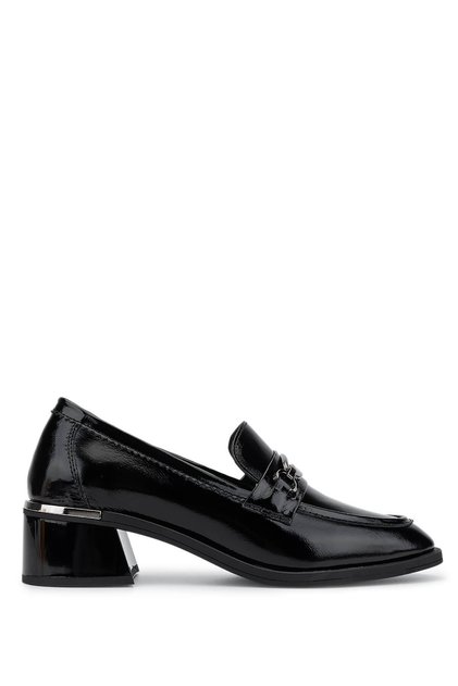 Women's Genuine Leather Black Patent Leather Loafer Shoes