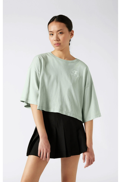 Icons Plush Wash Crewneck T-Shirt Yeşil Kadın Tişört -118023-GS129