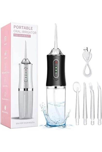 Portable Dental Oral Irrigator, Cordless Water Flosser (Black)
