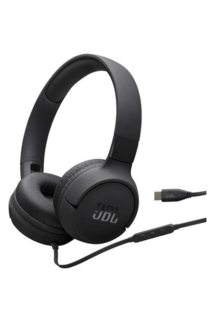 Casti JBL Tune 520C, Cu fir, On-ear, Microfon, USB-C, negru