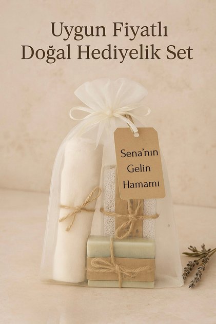 10’lu Doğal Banyo Seti – Kese,El Yapımı Sabun, Topuk Taşı Tül Kesede Gelin Hamamı Hediyelik Spa Seti