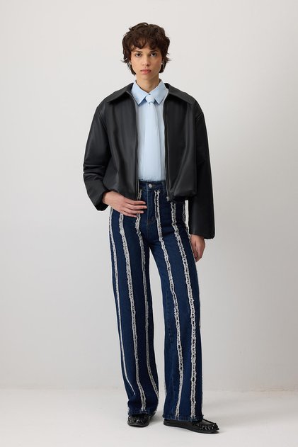 Fringed Piece Denim Pants