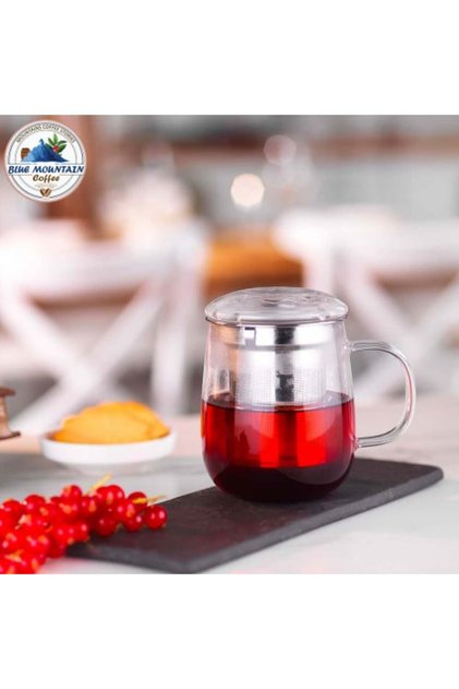 كوب شاي زجاجي مع غطاء