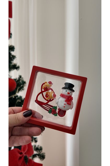 New Year's Themed Children's Buckle Set with Enamel Coated Figures in a Square Box