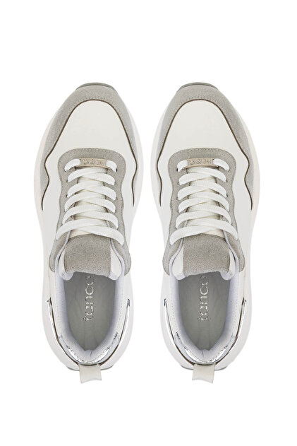 Tamer Tanca Kadın Suni Deri Beyaz/Gri/Lame Sneakers & Spor