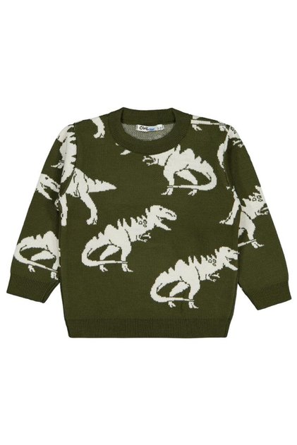 Dinosaur Patterned Sweater for Ages 2-5 - Khaki 2-3 Years