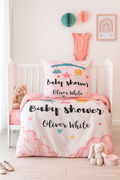 Newborn Baby Girl Duvet Cover Set 100% Cotton Baby Shower White