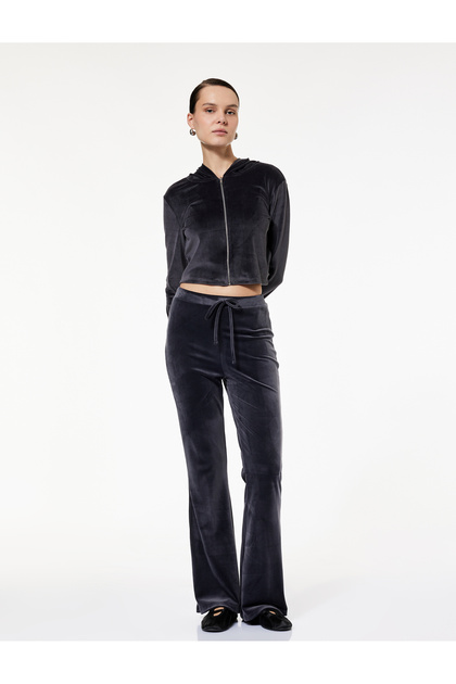Beli Lace-Up Comfortable Fit Velvet Pajama Bottoms