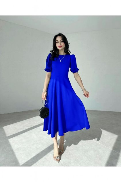 Cobalt Blue Watermelon Sleeve Midi Dress