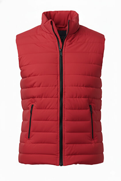 Men's Quilted Lined Pocketed Puffer Vest with Two Pockets