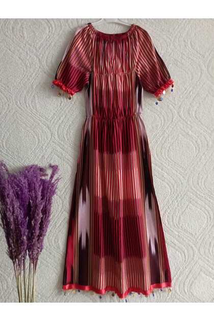 Adult Keşan Fabric Short Sleeve Li̇rali̇ Long Dress