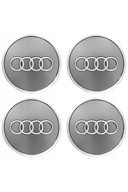 Set de 4 capace de jantă pentru AUDI, 61 mm, argintii, plastic/aluminiu
