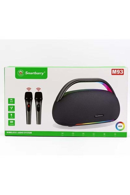 Smartbarry M93 High-Power Wireless Bluetooth Speaker with RGB Lighting & Two Karaoke Mics