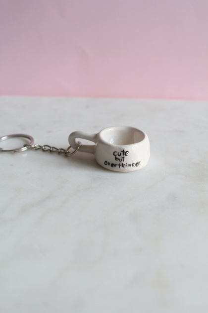 Cute but Overthinker Handmade Mug Keychain