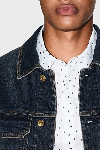 Armani Exchange Cotton Regular Fit Classic Collar Denim Jacket