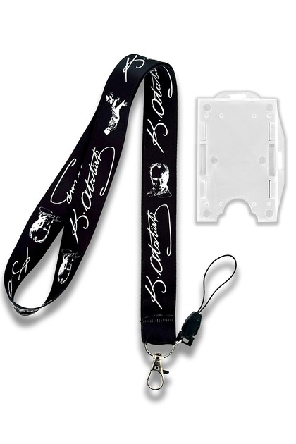 Ataturk Patterned Neck Lanyard Badge Holder + Double-Sided Card Holder Set of 2