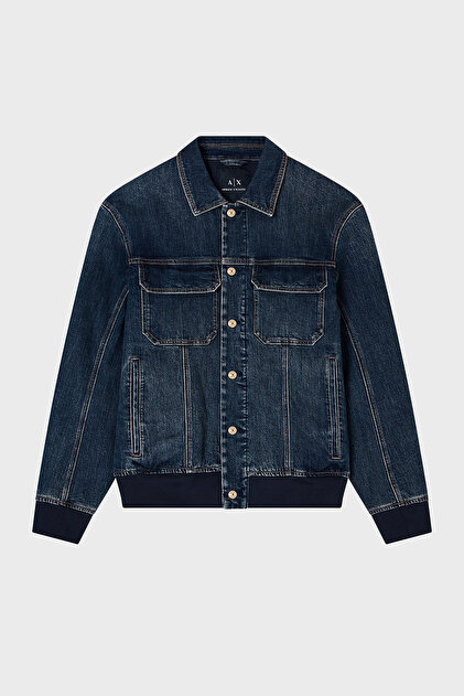 Armani Exchange Cotton Regular Fit Classic Collar Denim Jacket